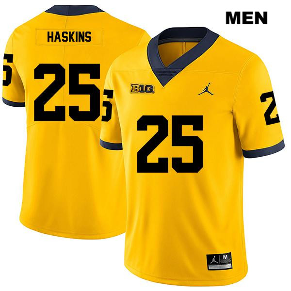 Men's NCAA Michigan Wolverines Hassan Haskins #25 Yellow Jordan Brand Authentic Stitched Legend Football College Jersey DV25K51SM